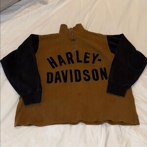 Harley-Davidson Tan and Black Half-Zip Pullover